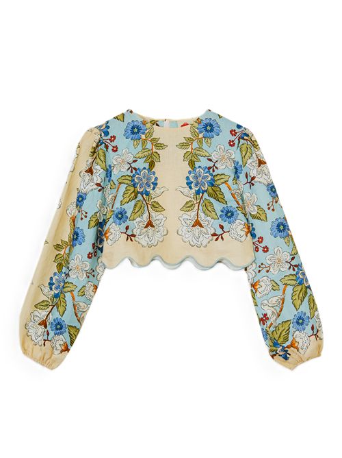 Farm Rio garden scarf blue long sleeve blouse FARM Rio | 35050226046 GARDEN SCARF BLUE
